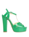 Spaziomoda Woman Sandals Green Size 8 Leather In Green