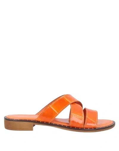 Spaziomoda Woman Sandals Orange Size 7 Soft Leather