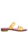 Spaziomoda Woman Sandals Yellow Size 8 Soft Leather
