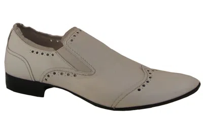 Pre-owned Spaziouomo 4054 Men's Italian Leather Dressy Slip On Shoes In White