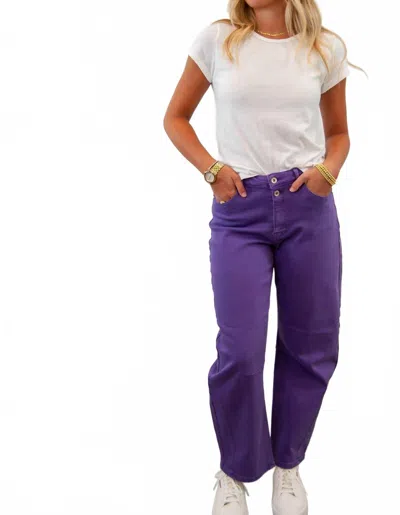 Special A High Waist Stretch Barrel Jean In Purple