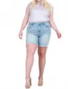 Special A Mid-rise Distressed Bermuda Shorts - Plus Size In Denim In Blue