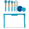Spectrum Evil Eye 8-piece Travel Makeup Brush & Velvet Puff Set $50 Value In Blue
