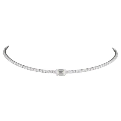 Pre-owned Spectrum Jewels 5.38ct Diamond Tennis Choker In 14k White Gold
