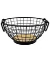 Spectrum Madison Fruit Bowl Wire Basket With Wood Base In Black