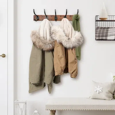 Spectrum Richmond Solid Wood 5 - Hook Wall Mounted Coat Rack In Industrial Gray,coffee