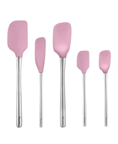 Spectrum Tovolo Flex-core 5-pc. Stainless Steel Handle Spatula Set In Pink
