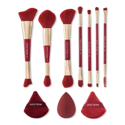 Spectrum Very Cherry 10 Piece Makeup Brush, Sponge & Puff Set