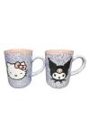 Spectrum X Hello Kitty Kuromi Speck Set Of 2 Ceramic Mugs In Multi
