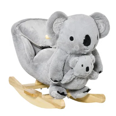 Spedd Koala Animal Rocking Horse Plush Toy, Gray For Toddlers 18-36 Months With Gloved Doll & Realistic So