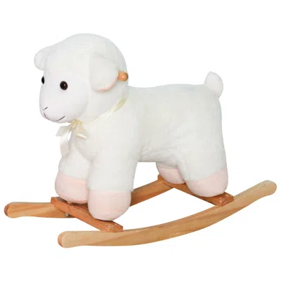Spedd Lamb Rocking Horse, Plush Animal Rocking Horse, Wooden, White, Ride On Toy For 1 Year Old Boys & Gir In Neutral