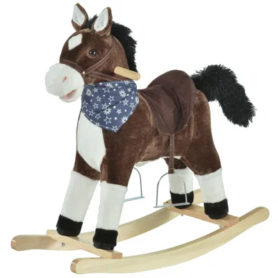 Spedd Plush Cowboy Rocking Horse, Wooden Ride-on With Realistic Sounds, Wild West Fun, Brown, For 3-6 Year