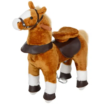 Spedd Ride On Horse, Walking Horse Toy Kids Riding Pony W/ Wheels, Neighing Sound For 3-5 Years, Up To 132