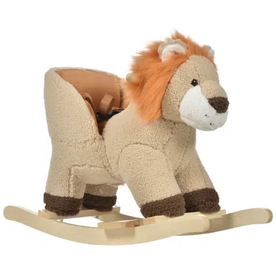 Spedd Toddler Rocking Horse With Seat Belt, Plush Rocking Lion With Sound, Perfect Gift For Boys & Girls 1 In Brown