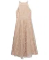 Speechless Big Girls Embroidered Mesh Maxi Dress In Apricot