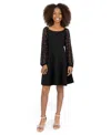 Speechless Big Girls Knee Length Long Sleeve Round Neck Dress In Black