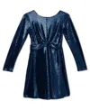Speechless Big Girls Long Sleeve Disco Dot Dress In Navy