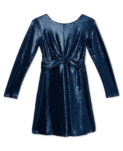 Speechless Kids' Big Girls Long Sleeve Disco Dot Dress In Navy
