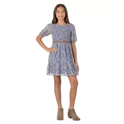 Speechless Big Kid Girls Elbow Sleeve Puffed A-line Dress In Blue