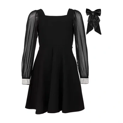 Speechless Big Kid Girls Long Sleeve A-line Dress In Black