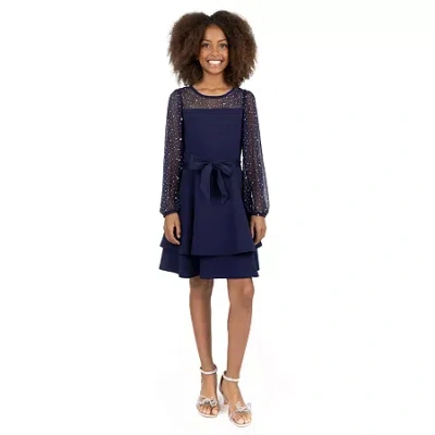 Speechless Big Kid Girls Long Sleeve A-line Dress In Blue
