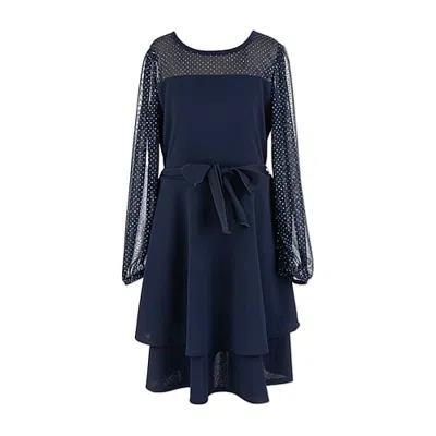 Speechless Big Kid Girls Long Sleeve Balloon Skater Dress In Multi