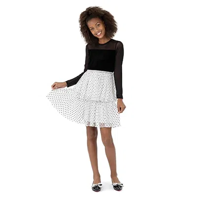 Speechless Big Kid Girls Long Sleeve Fitted Velvet Fit + Flare Dress In Multi