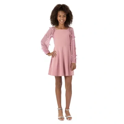 Speechless Big Kid Girls Long Sleeve Puffed A-line Dress In Pink