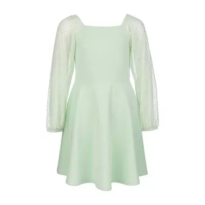 Speechless Big Kid Girls Long Sleeve Skater Dress In Green