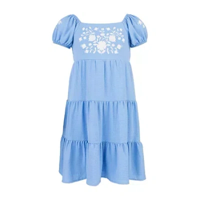 Speechless Big Kid Girls Puffed A-line Dress In Blue