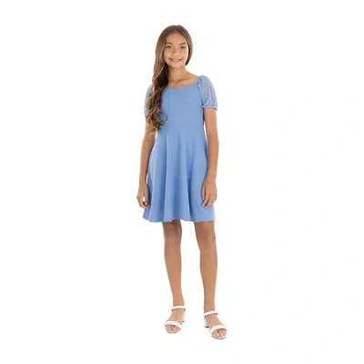 Speechless Big Kid Girls Short Sleeve A-line Dress In Blue