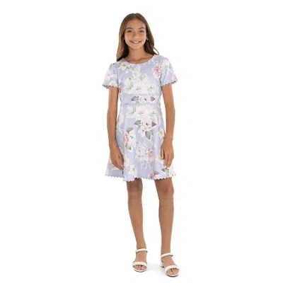 Speechless Big Kid Girls Short Sleeve Floral Skater Dress In Purple