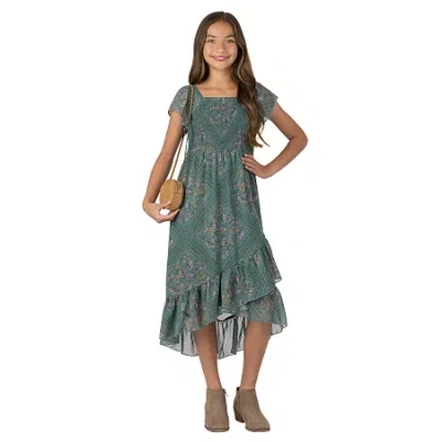 Speechless Big Kid Girls Short Sleeve Flutter Maxi Dress In Green