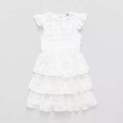 Speechless Big Kid Girls Short Sleeve Ruffled A-line Dress In Gray