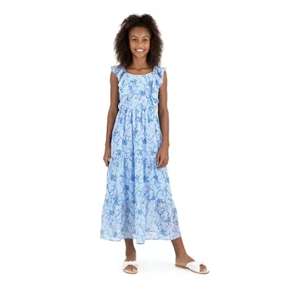 Speechless Big Kid Girls Sleeveless Floral Maxi Dress In Blue
