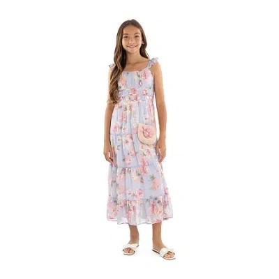Speechless Big Kid Girls Sleeveless Floral Maxi Dress In Blue