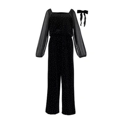 Speechless Big Kid Girls Square Neck Long Sleeve Jumpsuit In Black