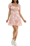 SPEECHLESS FLORAL PUFF SLEEVE BRODERIE ANGLAISE MINI SUNDRESS