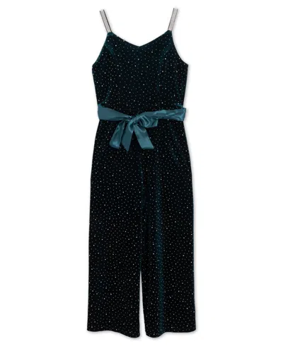 Speechless Kids' Girls' 4-16 Sleeveless Wide-leg Shimmering Jumpsuit In Dark Green