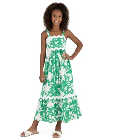 Speechless Kids' Girls' 7-14 Maxi Square Neck Dress In Medium Green