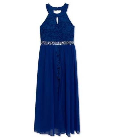 Speechless Kids' Girls' 7-16 Maxi Round Neck Dress In Blue