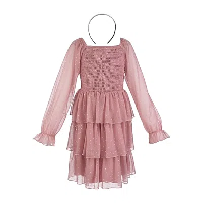 Speechless Kids' Girls Bishop Long Sleeve Fit + Flare Dress In Pink