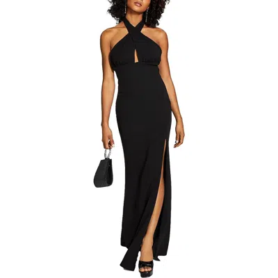 Speechless Juniors Womens Crisscross Maxi Evening Dress In Black