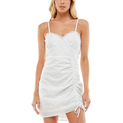 Speechless Juniors Womens Eyelet Short Mini Dress In White
