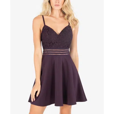 Speechless Juniors Womens Floral Short Fit & Flare Dress In Purple