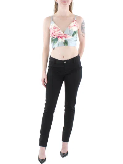 Speechless Juniors Womens Floral Strappy Cropped In Silver
