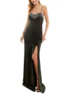 Speechless Rhinestone Fringe Sheath Gown In Multi