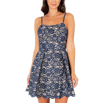 Speechless Juniors Womens Lace Skater Fit & Flare Dress In Blue