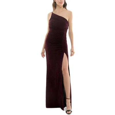 Speechless Juniors Womens Ruched Textured Evening Dress In Multi