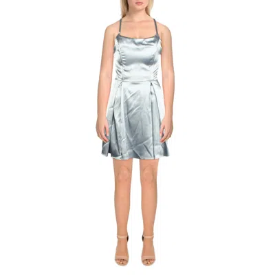 Speechless Juniors Womens Satin Lace-up Mini Dress In Grey